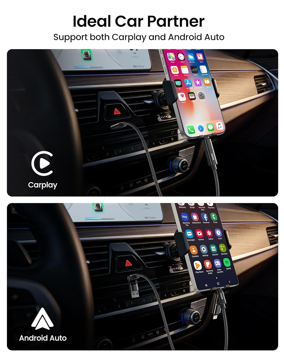 4-in-1 USB Charging Cable 240W Fast Charge with Wattage Display