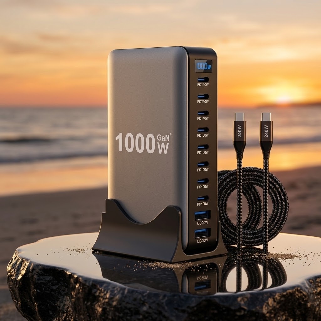 1000W GaN 10-Port Desktop- 8 USB-C  Charging Station