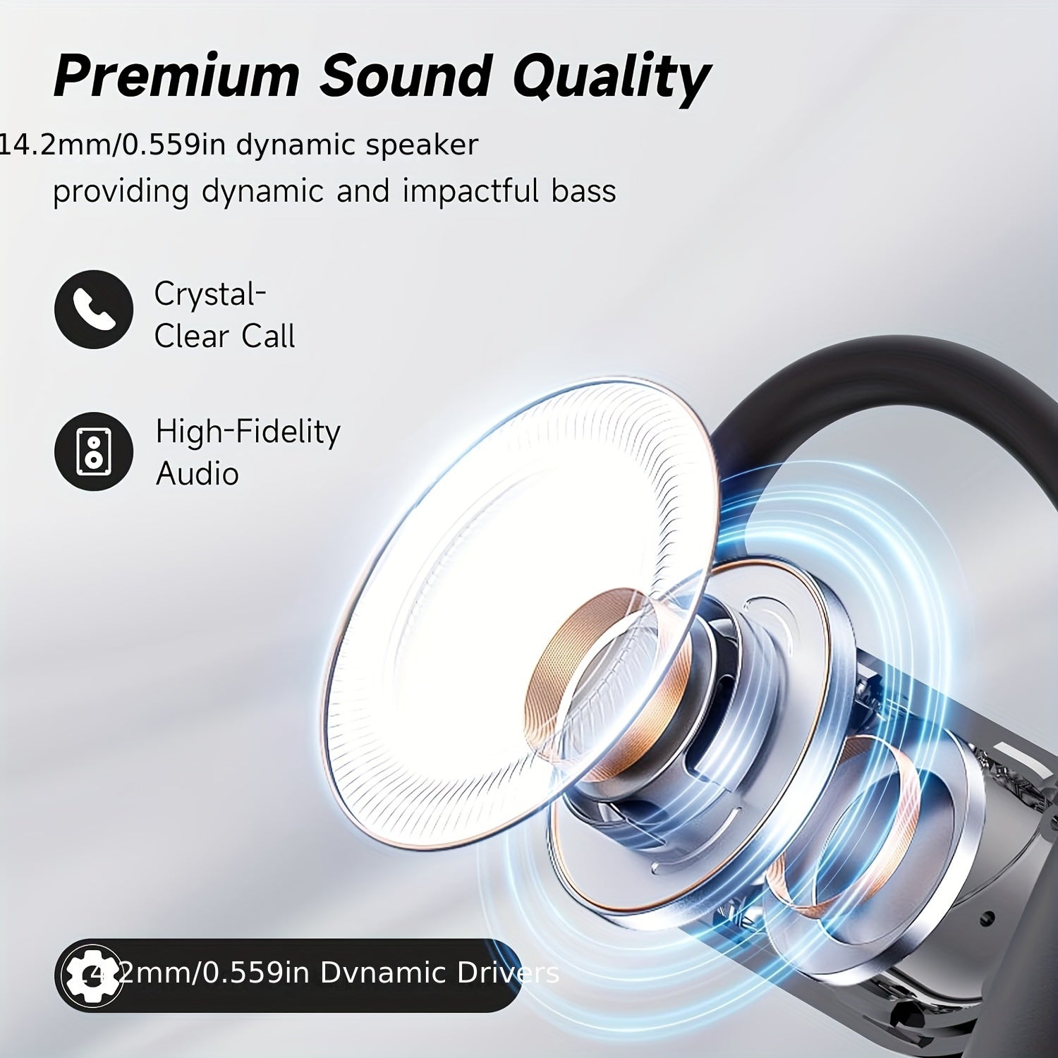 Open-Ear Bluetooth 5.4 Earbuds, 50H Playtime, IPX5 Waterproof