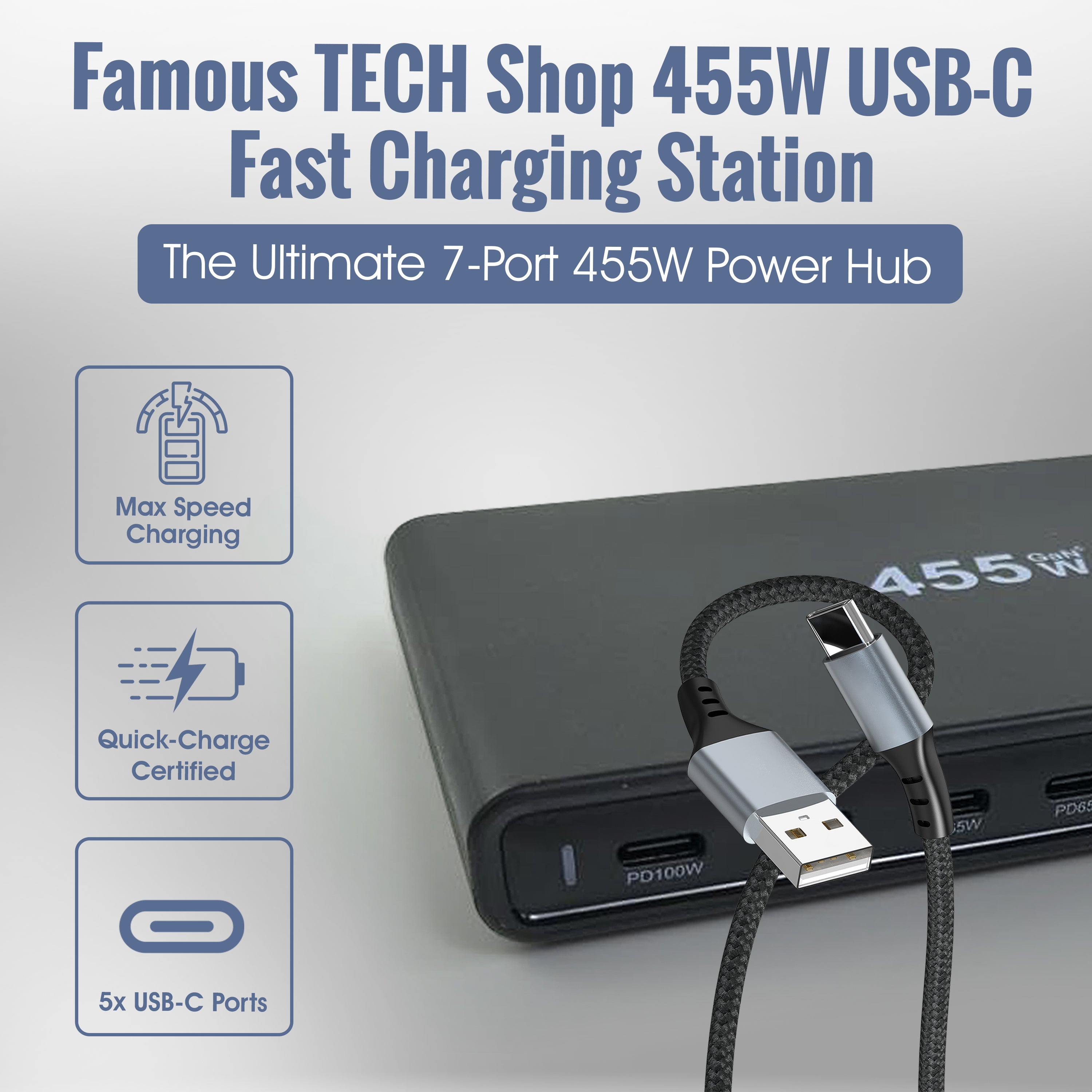 455W GaN High-speed Charging Hub