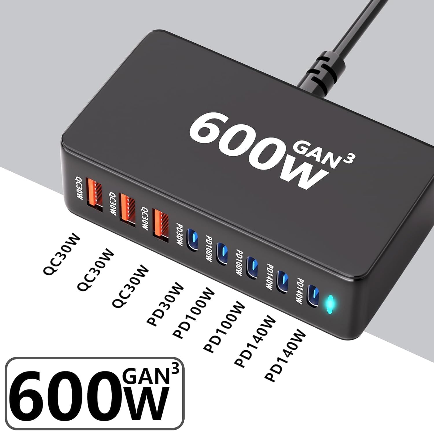 600W GaN III Multi-Device Charging Hub