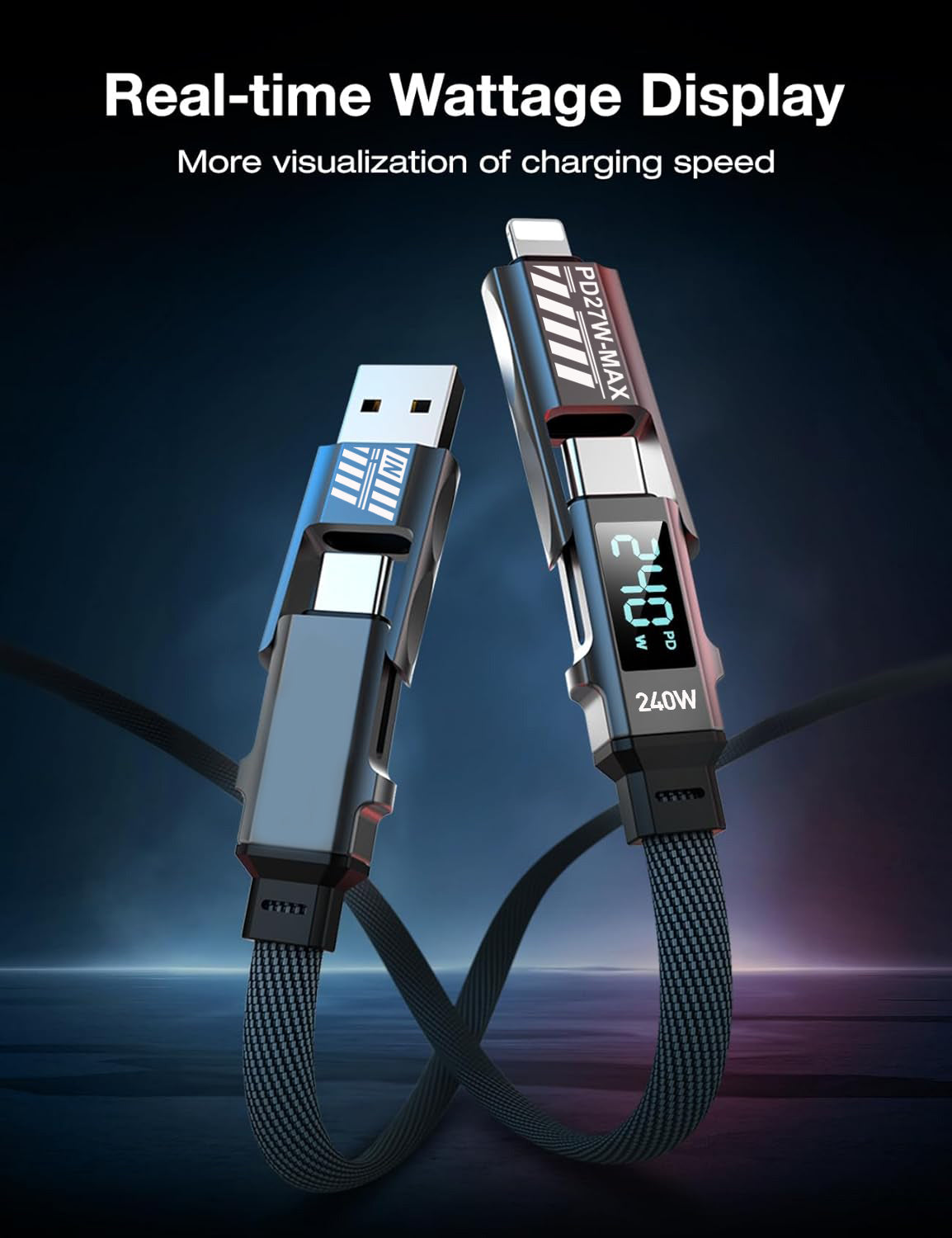 1000W GaN 10-Port Desktop Charging Station Bundle – 8 USB-C + 2 USB-A, Includes 2×240W USB-C Cables