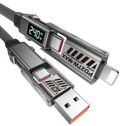 4-in-1 USB Charging Cable 240W Fast Charge with Wattage Display