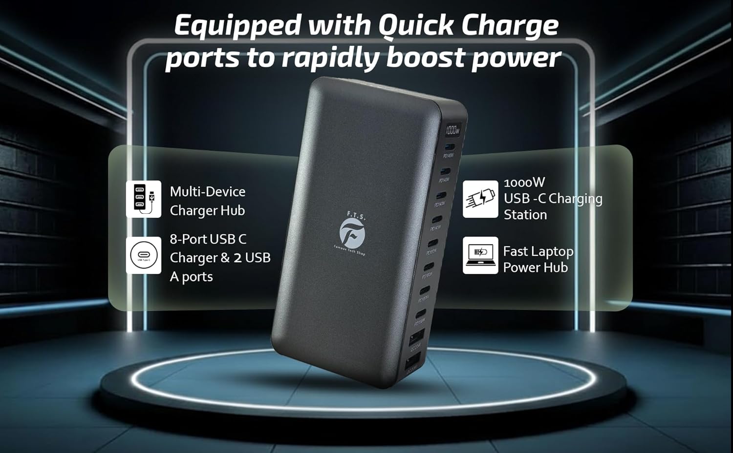 1000W GaN 4 USB-C Charging Station Bundle