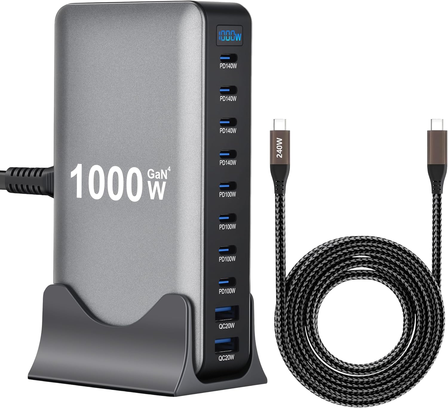 1000W GaN 4 USB-C Charging Station Bundle