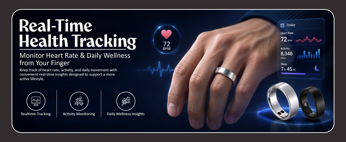 Smart Fitness Ring, Bluetooth Activity Tracker with Sleep Monitoring