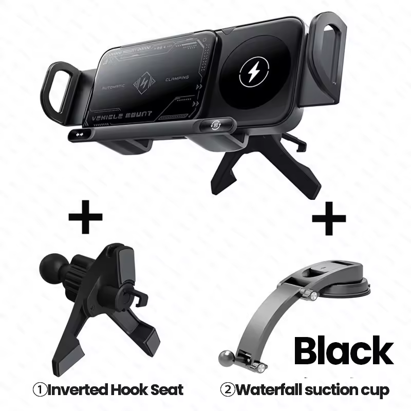 15W Fast Wireless Car Charging Holder with Auto-Rotating Phone Mount