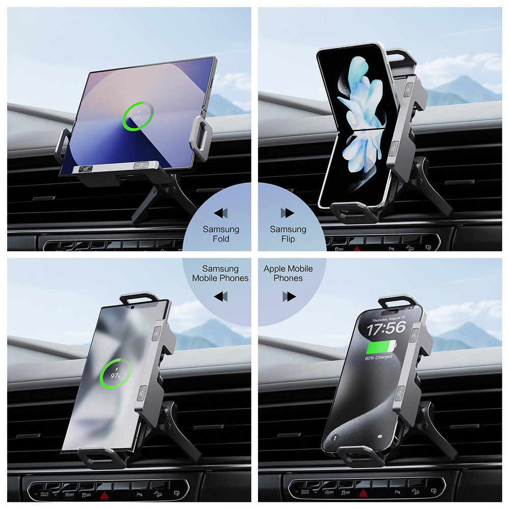 15W Auto-Rotating Wireless Car Phone Mount | Fast Charging