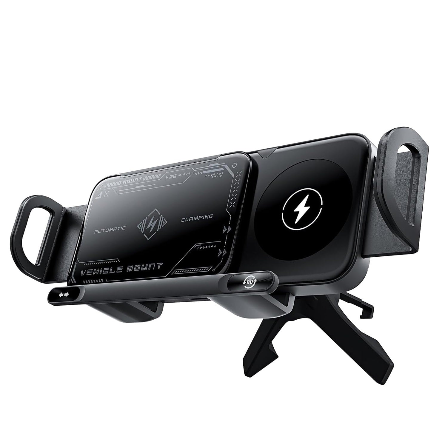 15W Fast Wireless Car Charging Holder with Auto-Rotating Phone Mount