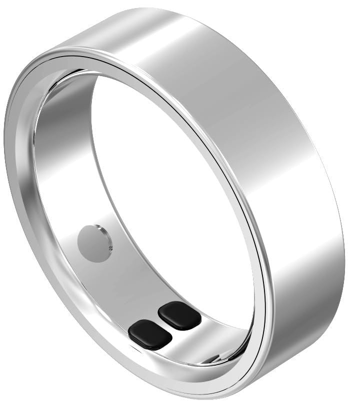 Smart Health Fitness Ring – Heart Rate, Sleep & Activity Tracker, Silver (Size 13)
