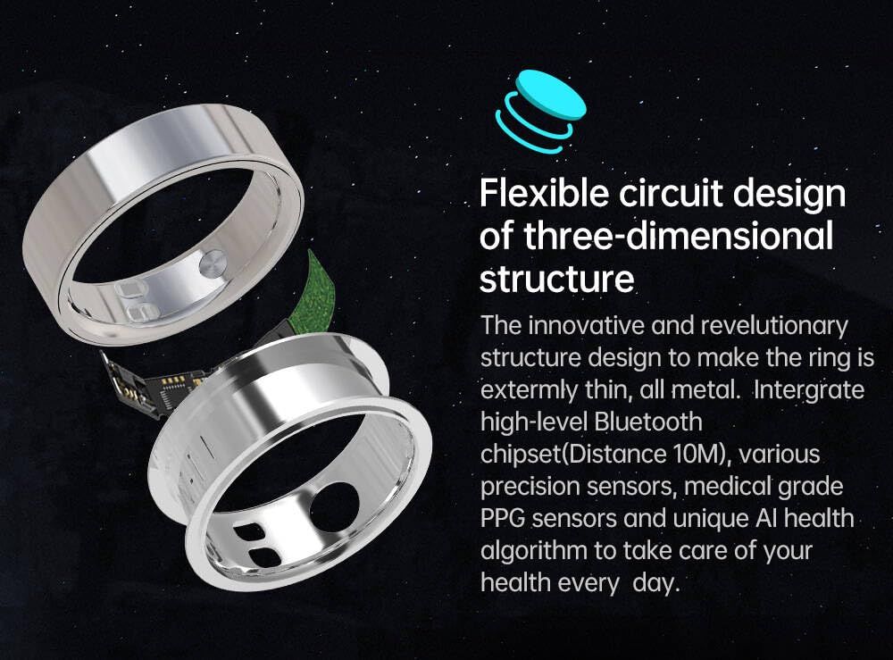 Fitness Ring Tracker Heart Rate Sleep Monitor Bluetooth Activity