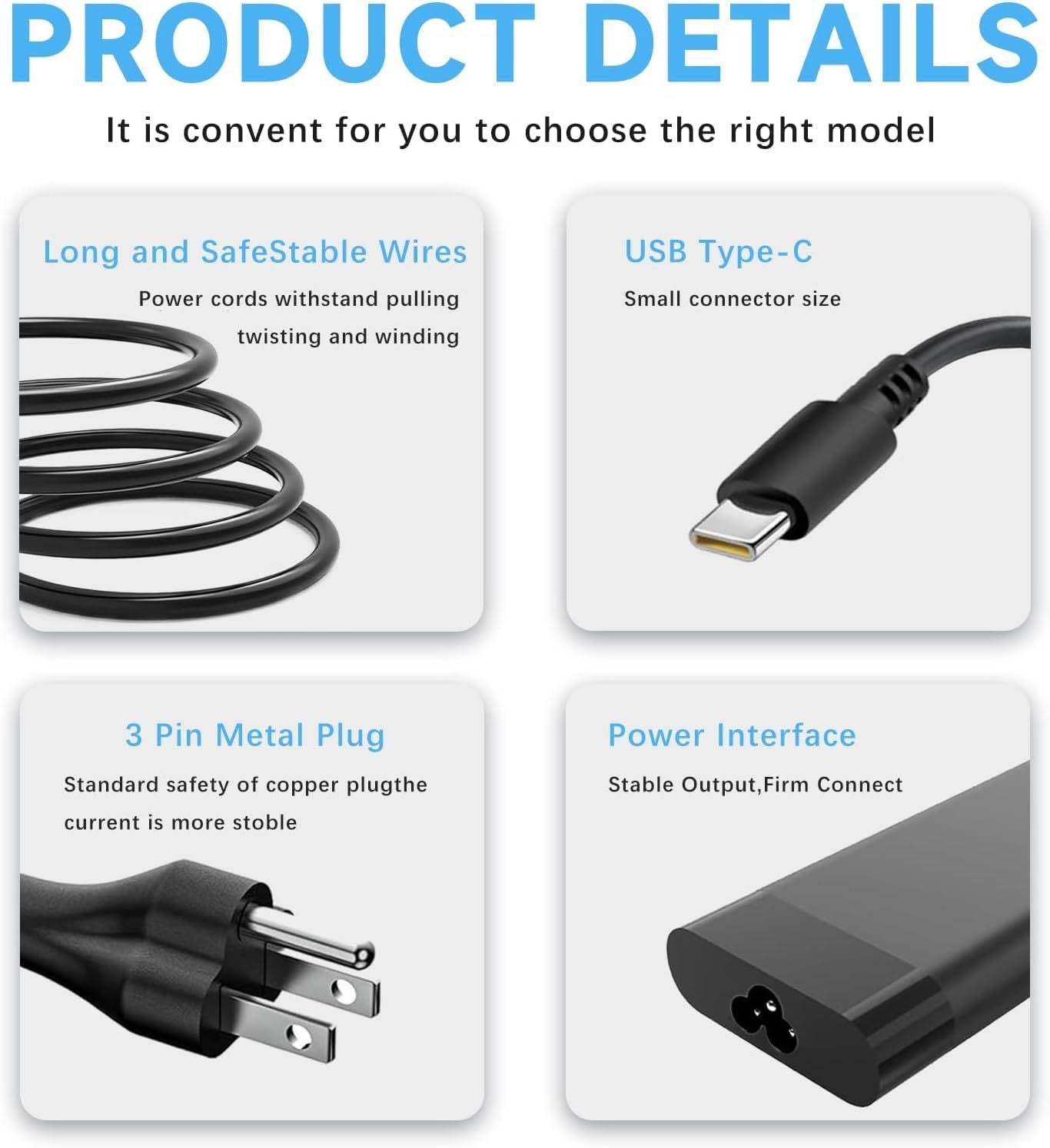 90W USB-C Laptop Charger with Cable